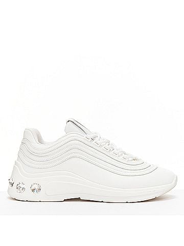 Miu Miu Miu Miu White Leather Crystal Sneakers (view 1)