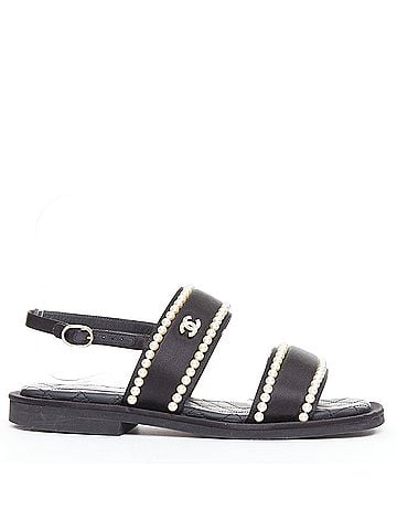 Chanel Chanel Pearl Embellished Satin Sandals (view 1)
