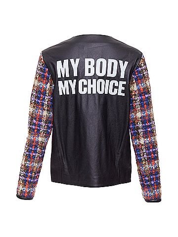 Gucci Gucci Interlocking G Patch leather plaid sleeve jacket (view 1)