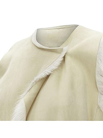 Theory Theory beige shearling lamb fur lined suede vest (view 2)