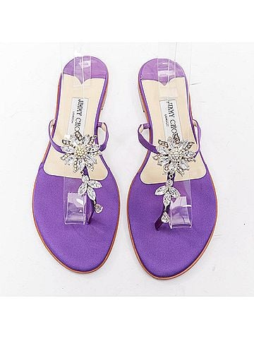 Jimmy Choo Jimmy Choo Satin Crystal Slipper Mules (view 1)