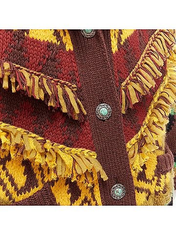 ETRO Etro wool blend fringe trimmed jacquard cardigan (view 2)