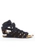 Alaïa 100% Leather Black Alaia Suede Leopard Gladiator Sandals Size EU 36 1/2 - photo 1