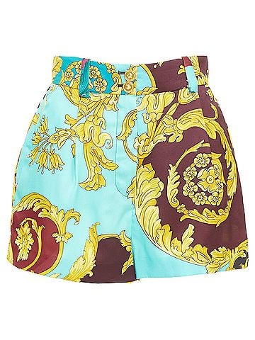 Versace Versace Blue Baroque Print High Waist Shorts (view 1)