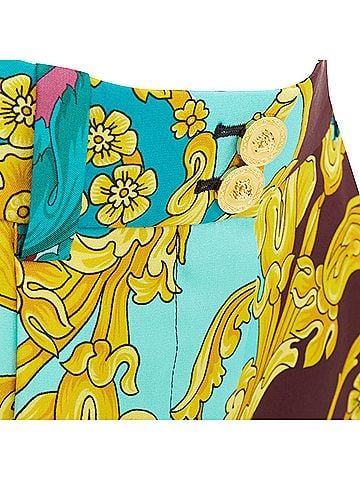 Versace Versace Blue Baroque Print High Waist Shorts (view 2)