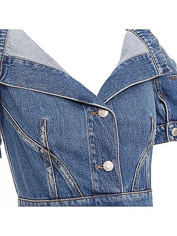 Alexander McQueen Alexander McQueen denim open boat neck sleeve dress (view 2)