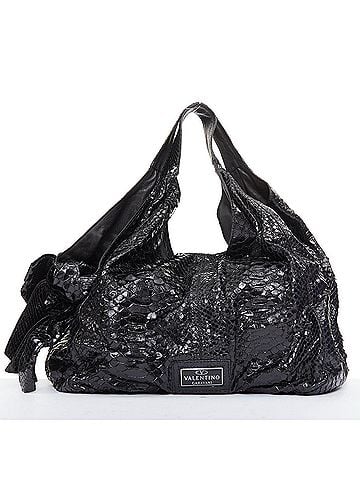 Mario Valentino Valentino Snakeskin Leather Bow Shoulder Hobo Bag (view 1)