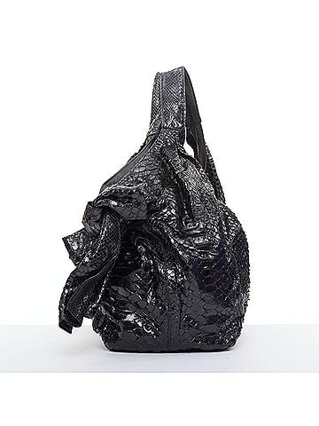 Mario Valentino Valentino Snakeskin Leather Bow Shoulder Hobo Bag (view 2)
