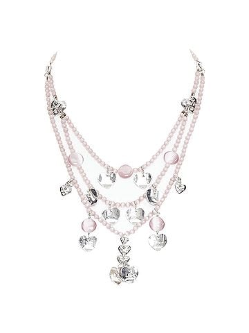Christian Dior Christian Dior John Galliano silver pink heart logo necklace (view 1)