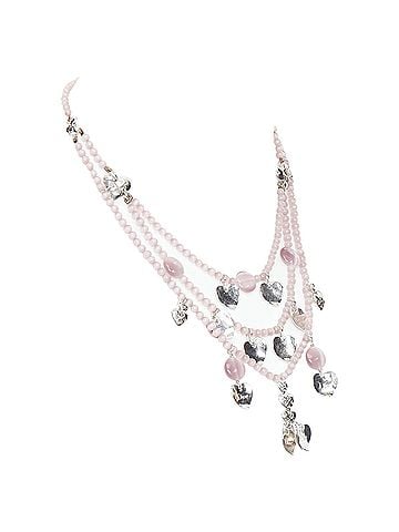 Christian Dior Christian Dior John Galliano silver pink heart logo necklace (view 2)