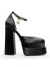 Versace 100% Satin Black Versace Runway Aevitas Double Platform Heels Size EU 41 - photo 1