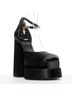 Versace 100% Satin Black Versace Runway Aevitas Double Platform Heels Size EU 41 - photo 2