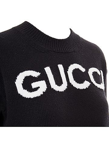Gucci Gucci wool block logo intarsia crew neck pullover sweater (view 2)
