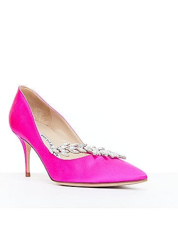 Manolo Blahnik Manolo Blahnik Satin Crystal Mid Pumps (view 1)