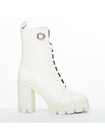 Giuseppe Zanotti Giuseppe Zanotti Cubalibre White Leather Block Heel Boots (view 1)