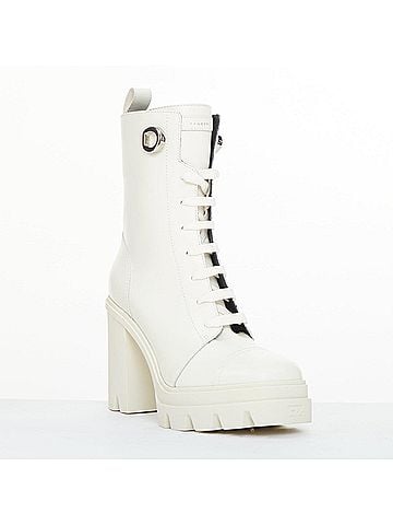 Giuseppe Zanotti Giuseppe Zanotti Cubalibre White Leather Block Heel Boots (view 2)