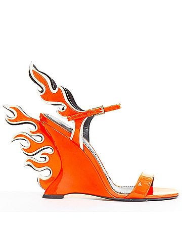 Prada Prada Flame Wedge Patent Flame Sandals (view 1)