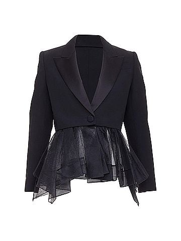 Alexander McQueen Alexander McQueen wool peplum tulle tuxedo blazer (view 1)