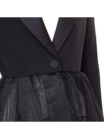 Alexander McQueen Alexander McQueen wool peplum tulle tuxedo blazer (view 2)