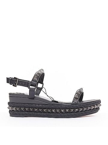 Christian Louboutin CHRISTIAN LOUBOUTIN Pyraclou 60 black leather spikes platform wedges EU37 (view 1)