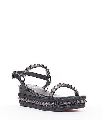 Christian Louboutin CHRISTIAN LOUBOUTIN Pyraclou 60 black leather spikes platform wedges EU37 (view 2)