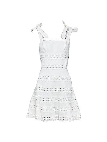 Zimmermann Zimmermann tie shoulder linen eyelet lace mini dress (view 1)