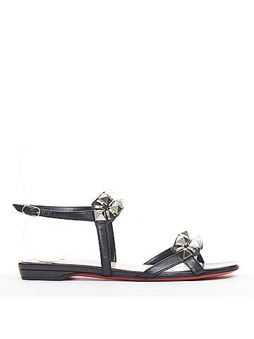 Christian Louboutin Christian Louboutin Leather Studded Sandals (view 2)
