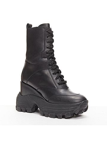 Miu Miu Miu Miu Leather Lace Up Chunky Boots (view 2)