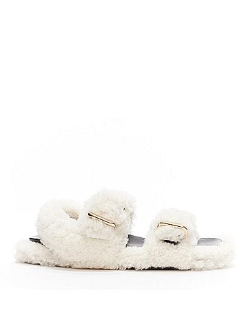 MARNI Marni White Shearling Flat Sandals (view 2)