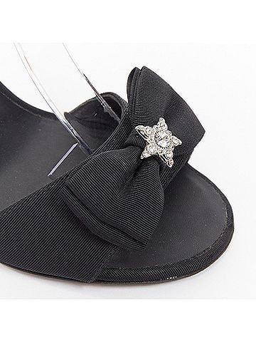 Chanel CHANEL 2016 Runway Paris Rome Crystal Bow black grosgrain stiletto sandals EU36 (view 2)
