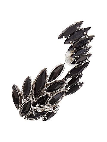 Saint Laurent Saint Laurent YSL logo crystal marquise ear climber (view 2)