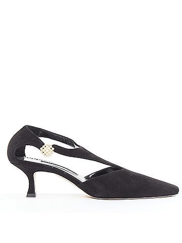 Manolo Blahnik Manolo Blahnik Suede Pearl Kitten Heels (view 1)