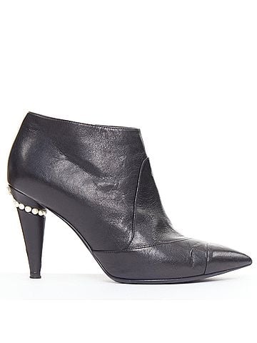 Chanel Chanel Leather Cone Heel Ankle Boots (view 1)