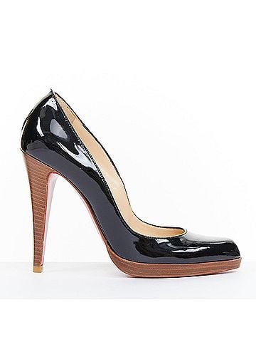 Christian Louboutin CHRISTIAN LOUBOUTIN Miss Boxe black patent leather wood platform pumps EU38 (view 1)