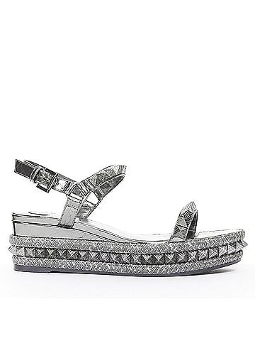 Christian Louboutin CHRISTIAN LOUBOUTIN Pyraclou 60 Anthracite silver studded espadrille sandal EU38 (view 1)