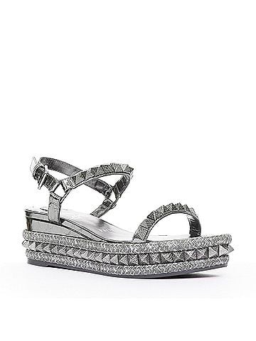 Christian Louboutin CHRISTIAN LOUBOUTIN Pyraclou 60 Anthracite silver studded espadrille sandal EU38 (view 2)