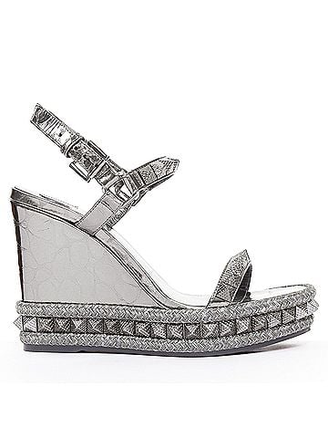 Christian Louboutin CHRISTIAN LOUBOUTIN Pyraclou 110 Anthracite silver studded espadrille wedge EU37 (view 1)
