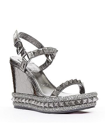 Christian Louboutin CHRISTIAN LOUBOUTIN Pyraclou 110 Anthracite silver studded espadrille wedge EU37 (view 2)