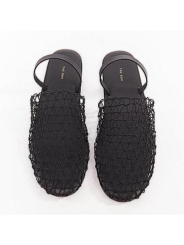 The Row The Row Macrame Net fabric mesh slingback flat shoes (view 2)