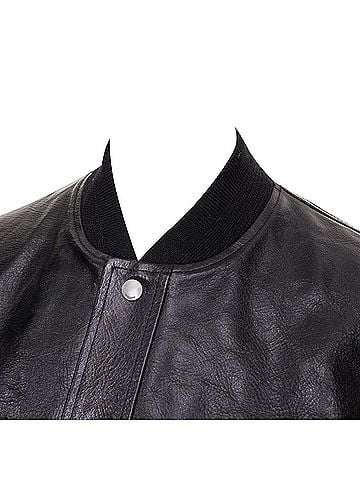 Saint Laurent Saint Laurent embroidered sleeves leather bomber (view 2)