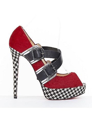 Christian Louboutin CHRISTIAN LOUBOUTIN Bikiki 140 red houndstooth calf hair platform heels EU38 (view 1)