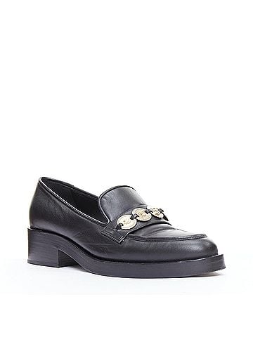 Chanel Chanel Leather Gold Logo Loafers (view 1)