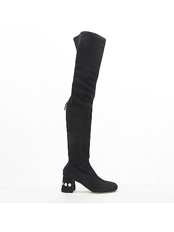 Miu Miu Miu Miu Suede Jewelled Over Knee Boots (view 1)