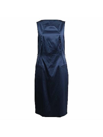 HUGO BOSS Boss Sleeveless Midi Dress in Navy Blue Acetate (view 1)