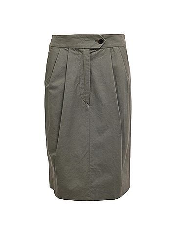 Dries Van Noten Dries Van Noten Pleated Knee Length Skirt in Green Cotton (view 1)