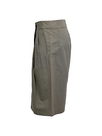Dries Van Noten Dries Van Noten Pleated Knee Length Skirt in Green Cotton (view 2)