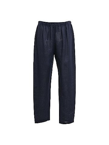 Mansur Gavriel Mansur Gavriel Drawstring Straight Leg Pants in Navy Blue Linen (view 1)