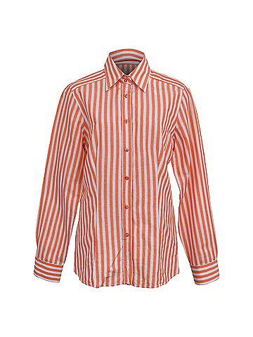 ETRO Etro Striped Button Down Shirt in Orange Cotton (view 1)