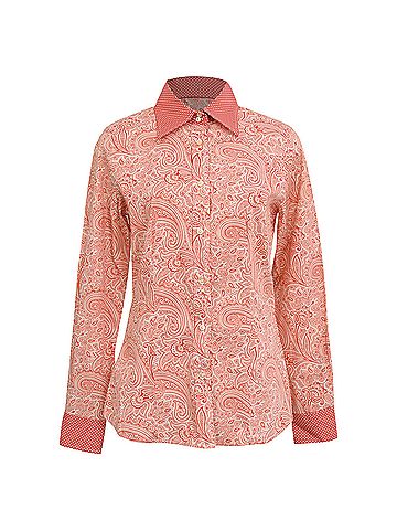 ETRO Etro Paisley-Print Long Sleeve Shirt in Coral Cotton (view 1)