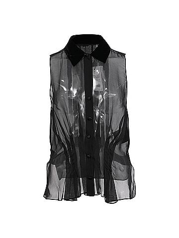 Alexander Wang Alexander Wang Sheered Sleeveless Blouse in Black Silk (view 1)